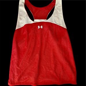 Under Armour Women's Red and White Athletic Tank Top Size M